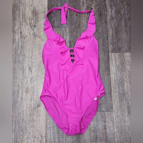 BLEU by Rod Beattie hot pink ruffle one piece bathing suit new!! - Picture 3 of 11